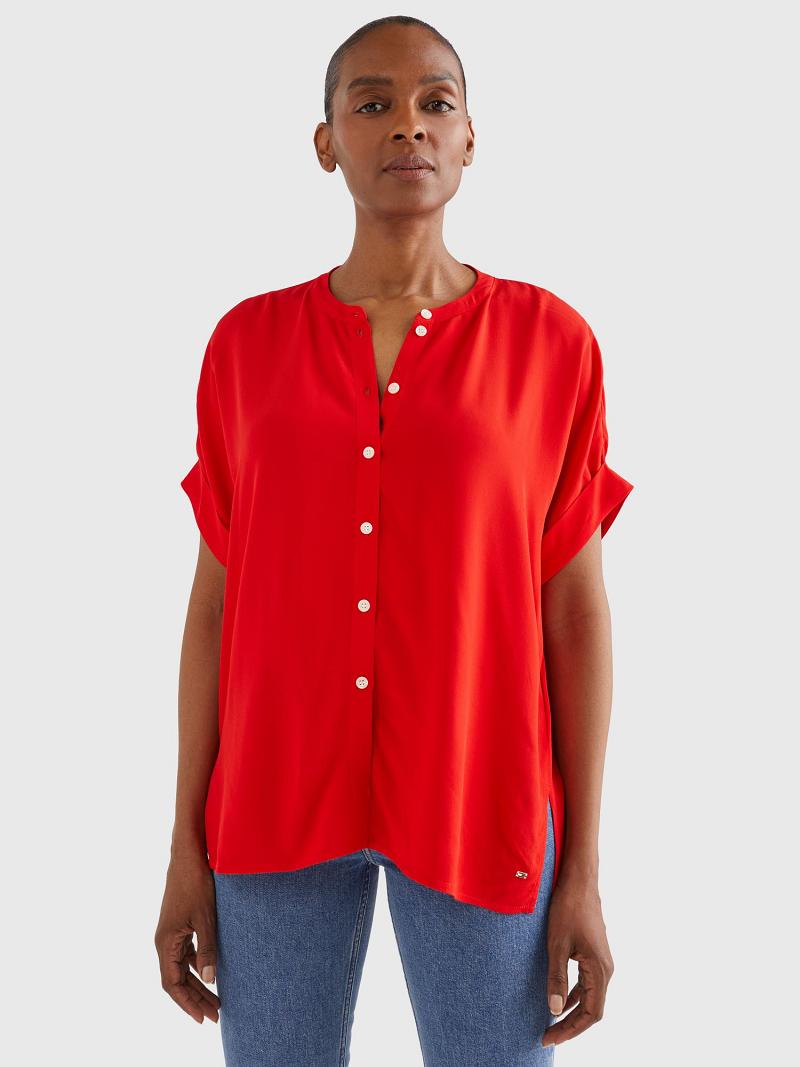 Női Tommy Hilfiger Crepe Viscose Blouses Narancssárga | HU 10EBC